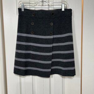 LOFT Skirt Sm Wool Blend Strip Gray Sweater Knit Faux Wrap Pull On Mini classic